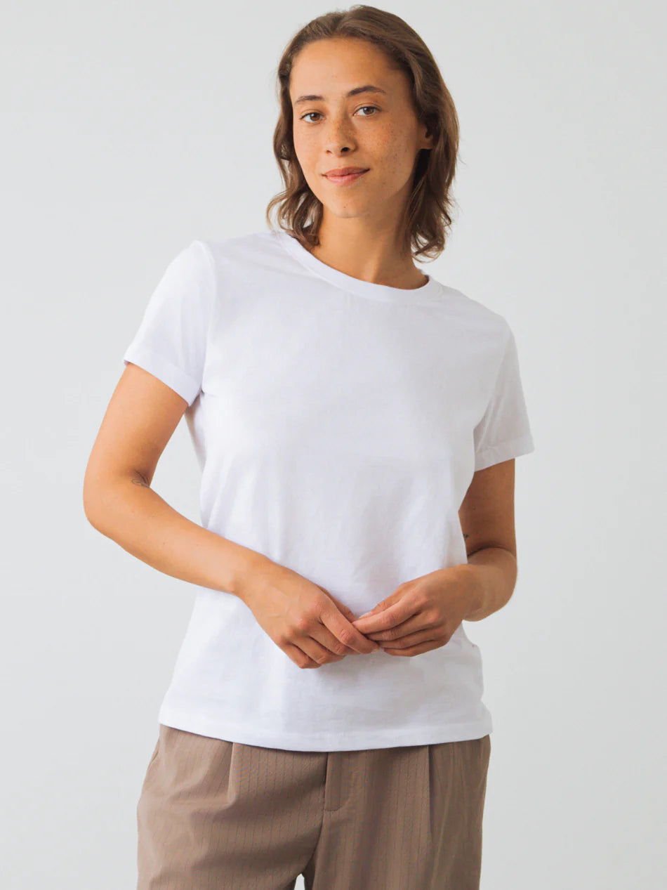 Women’s Classic Cotton T-Shirt – White, Short Sleeve, 100% Natural Cotton